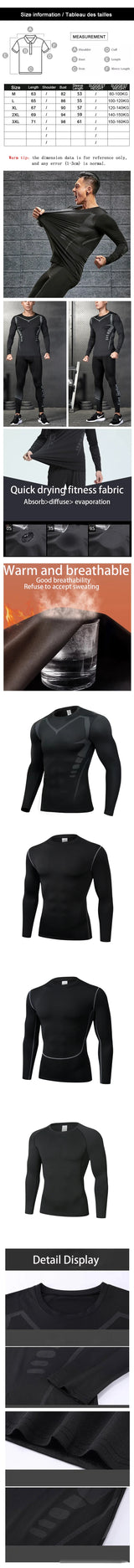 Men's Compression Fitness T-Shirt Quick Dry Running Gym Top - Size Options