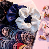 1085PCS Dark Hair Accessories Set - Seamless Ponytail Holders & Scrunchies