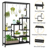 Tribesigns 5-Tier Tall Indoor Plant Stand with 10 Hanging Hooks, 70.9 Inches