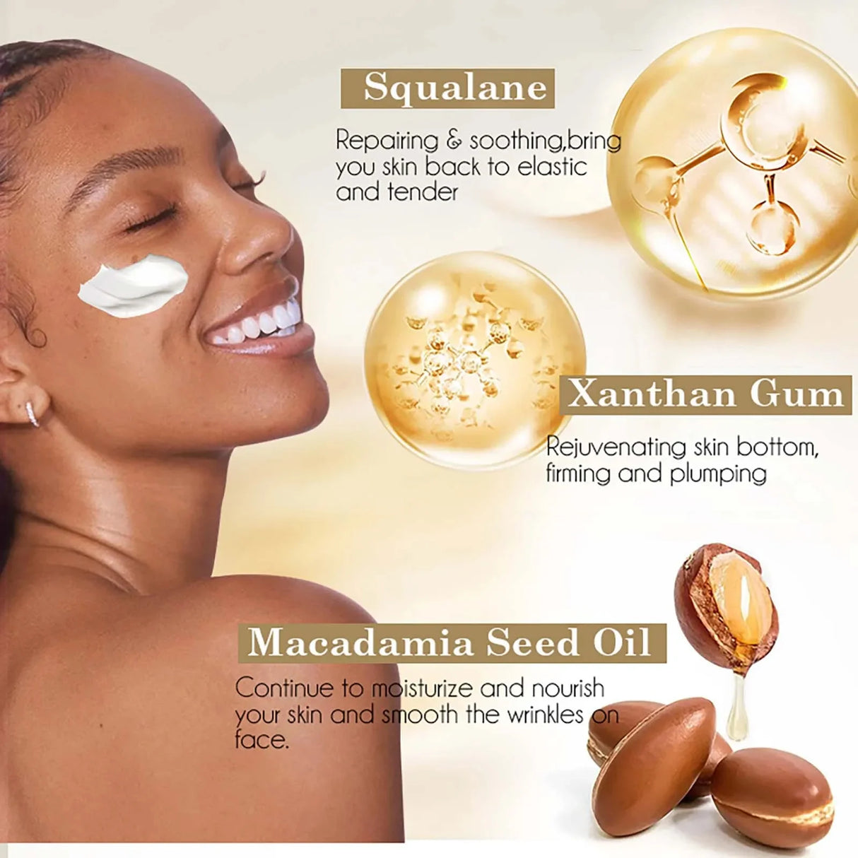 Whitening Anti-Wrinkle Face Cream with Collagen and Hyaluronic Acid, 50ml
