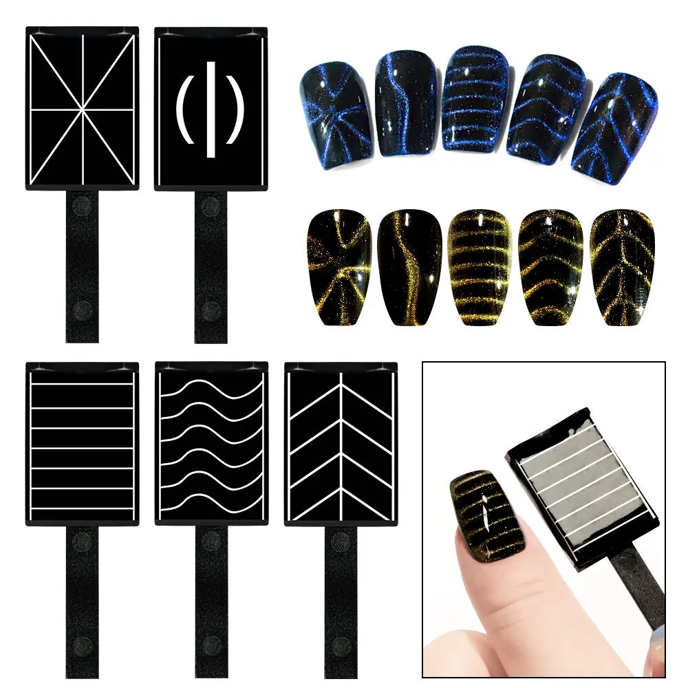 Nail Art Magnetic Stick Wand Pen Set for 3D Gel Painting - 4 Tools