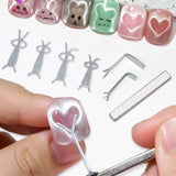 Cat Eye Magnet Set 9pcs for Nails - Heart Shaped Rabbit Design DIY Tool