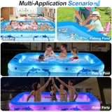 Inflatable Family Pool 100x63x20 PVC Thickened with Solar Lights
