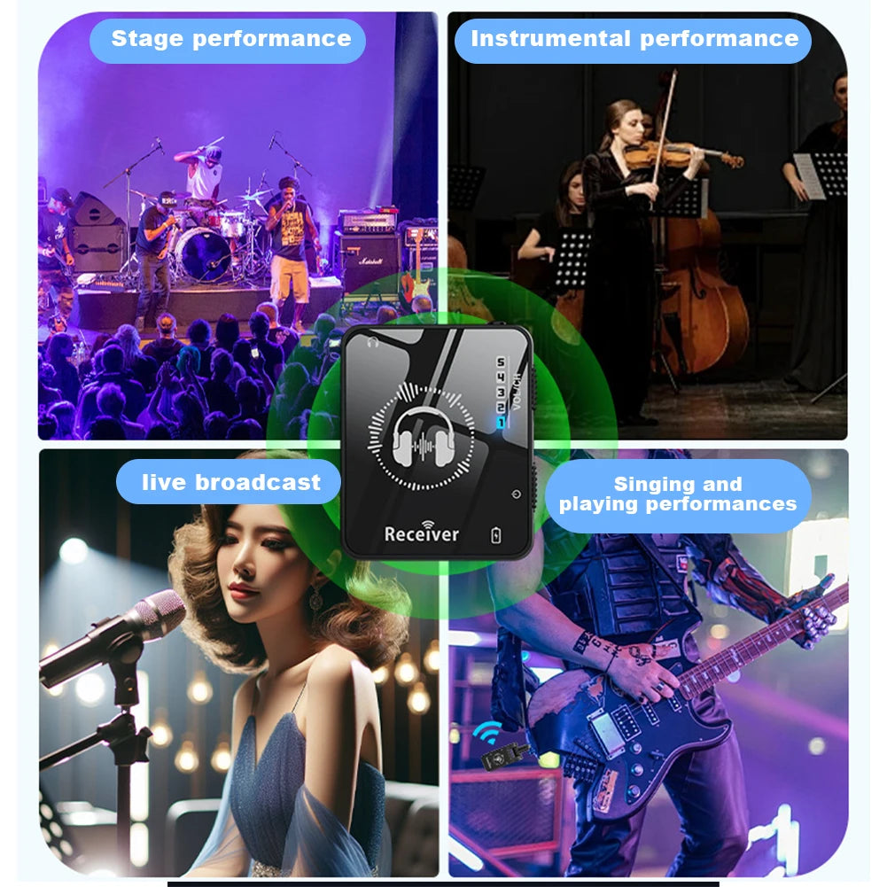 Wireless In-Ear Monitor System Rechargeable 10H Battery Live for Performance