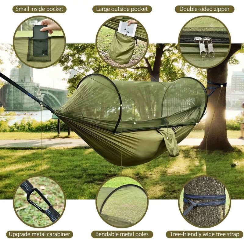 Ultralight 2-In-1 Camping Hammock with Mosquito Net, 1.6lbs
