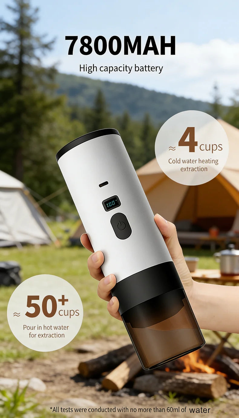 Portable 3-in-1 Wireless Espresso Coffee Maker for Car Home Camping