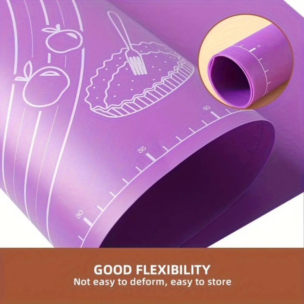 Food Grade Plastic Rolling Mat with Measuring Tool - Non-Slip Baking Mat