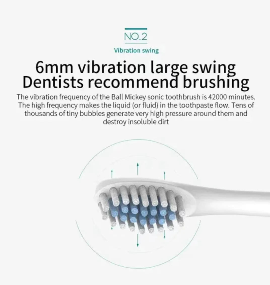 Sonic Electric Toothbrush IPX7 Waterproof USB Rechargeable 6 Modes