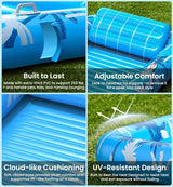 Inflatable Tanning Pool Lounger Float with Sprinkler, X-Large Size