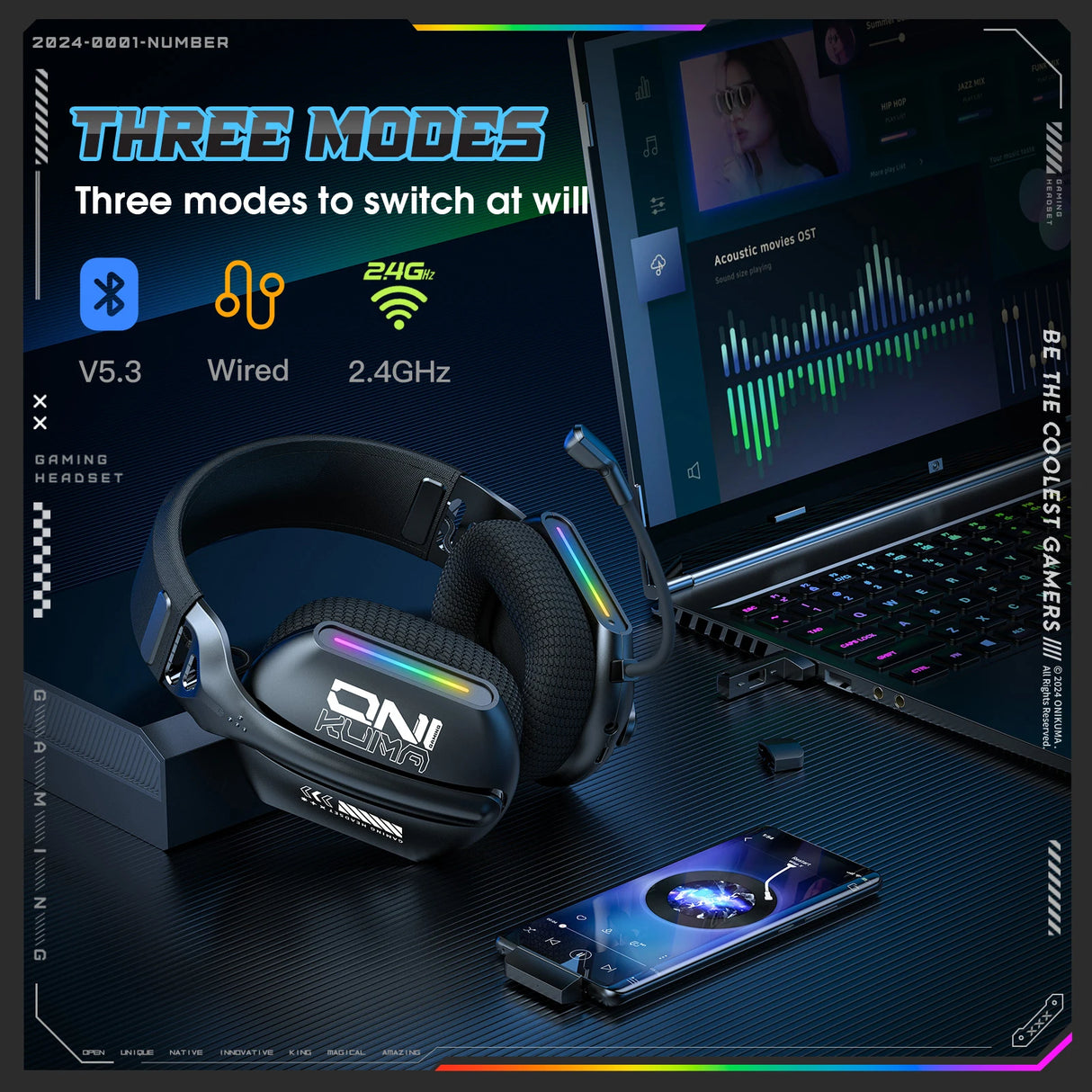 New Wireless Gaming Headset 3 Modes Bendable HD Mic Soft Ear Pads