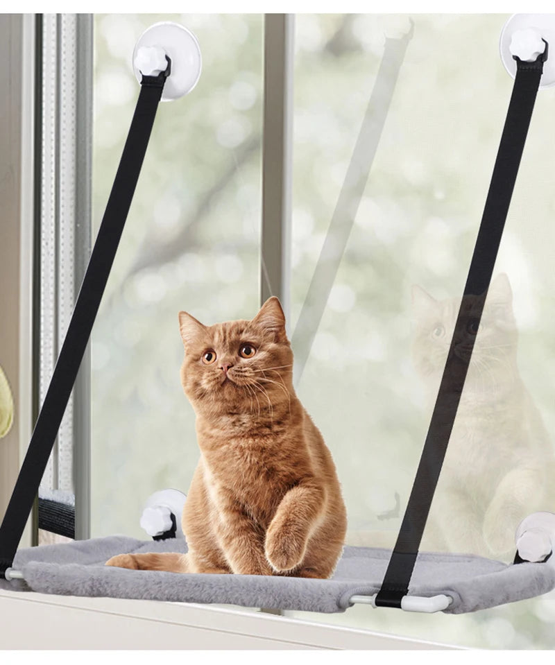 Double-layer Velvet Cat Suspension Bed with Suction Cups - 20kg Capacity
