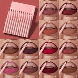 Matte Lip Liner Pencil Set 12 Colors Waterproof Highly Pigmented Makeup