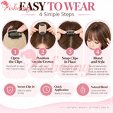 Human Hair Topper with Bangs, 10 Inch Clip-In Hairpiece, 5x9cm Base