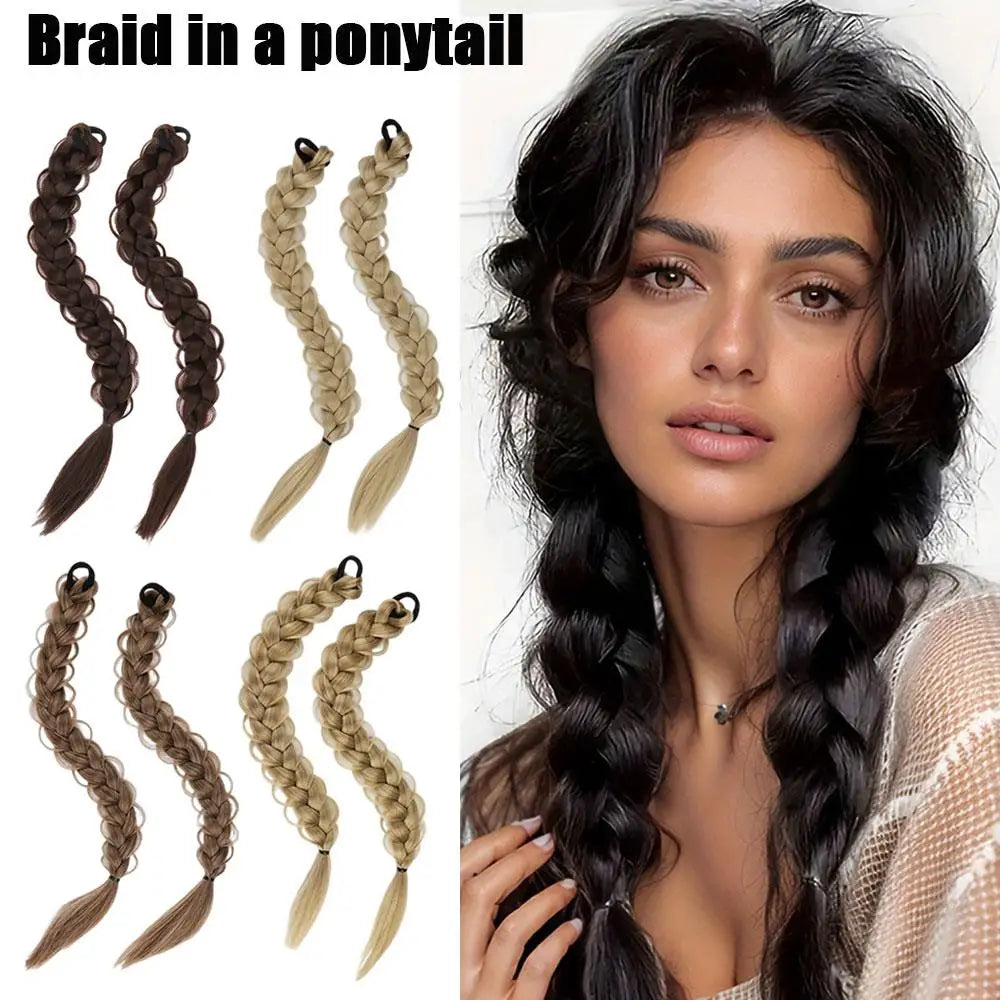 Braided Synthetic Hair Ponytail Extension with Elastic Band - Daily Use