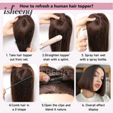 Human Hair Topper Hair Pieces 8-14 Inch Straight with Thinning Bangs