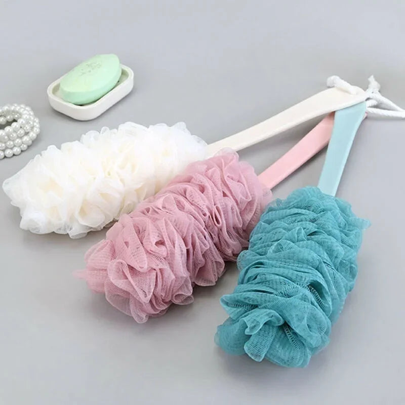 Long Handle Bath Brush Back Scrubber Soft Mesh Shower Puff 1pc