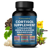Cortisol Support Supplement with Magnesium, 60 Capsules for Daily Use