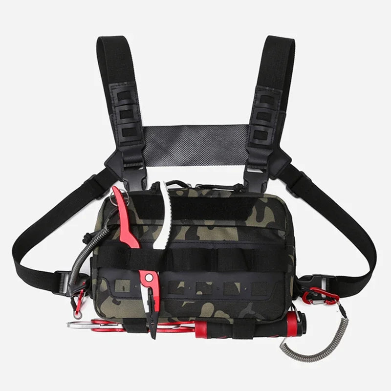 Camo Fishing Vest Bag Utility Tackle Chest Pack for Outdoor Activities