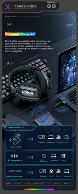 New Wireless Gaming Headset 3 Modes Bendable HD Mic Soft Ear Pads