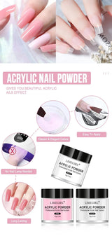 Acrylic Powder & Liquid Monomer Nail Art Kit - 3D Decoration Tools