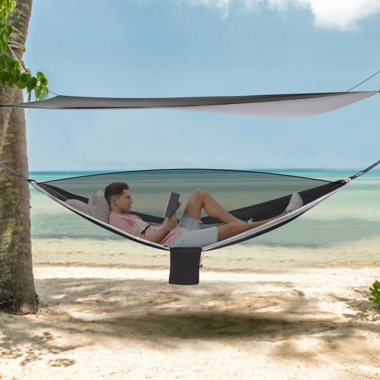 Portable Camping Hammock Set with Tree Straps, 440lbs Capacity