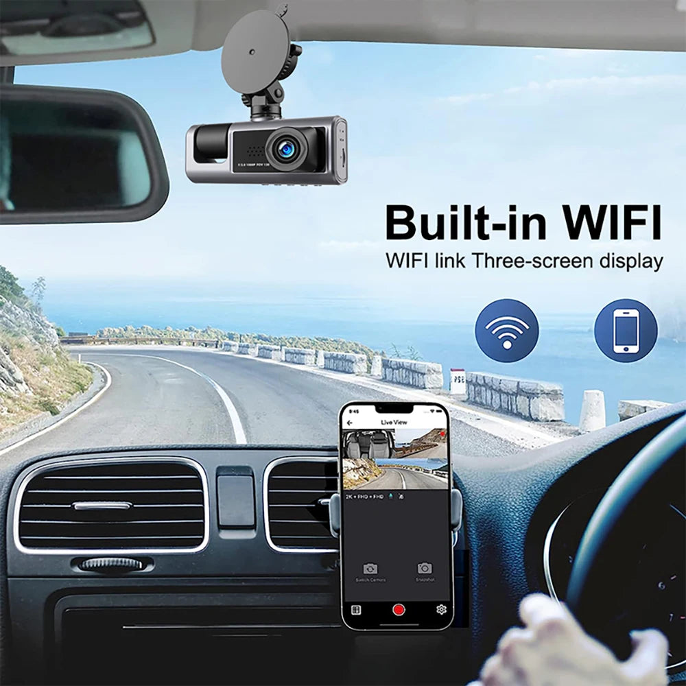1080P Dash Cam WiFi Front & Rear Camera with Night Vision for Cars