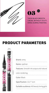 Black Liquid Eyeliner 12-Pack, Long-Lasting Waterproof Makeup Set