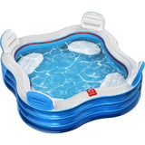 Inflatable Swimming Pool, Jelly Blue, Easy Setup for Backyard Fun