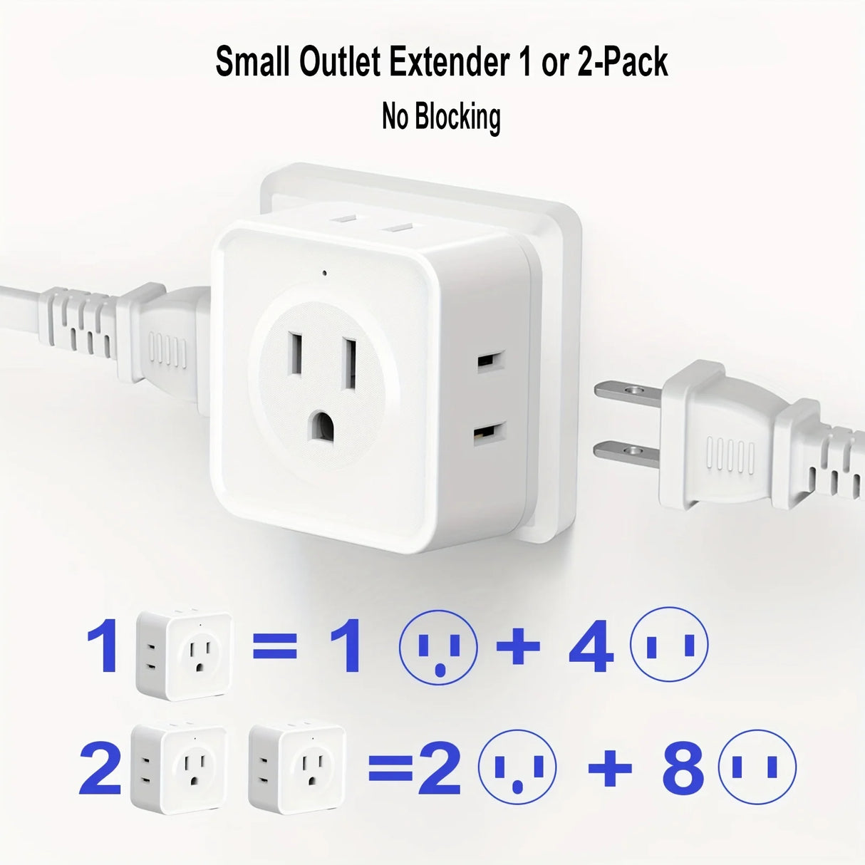 5 Way Multi Plug Outlet Extender, Wall Outlet Expander for Home & Travel