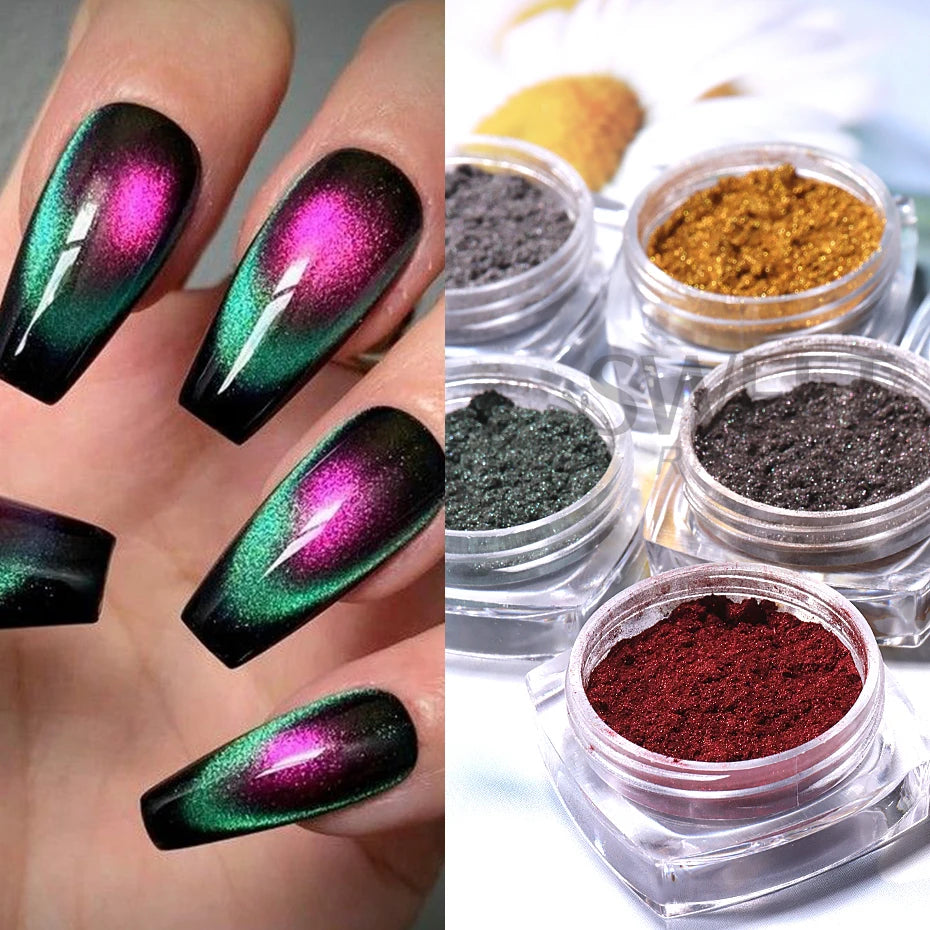 Cat Eye Chrome Magnetic Nail Powder - 6 Colors DIY Manicure Decor
