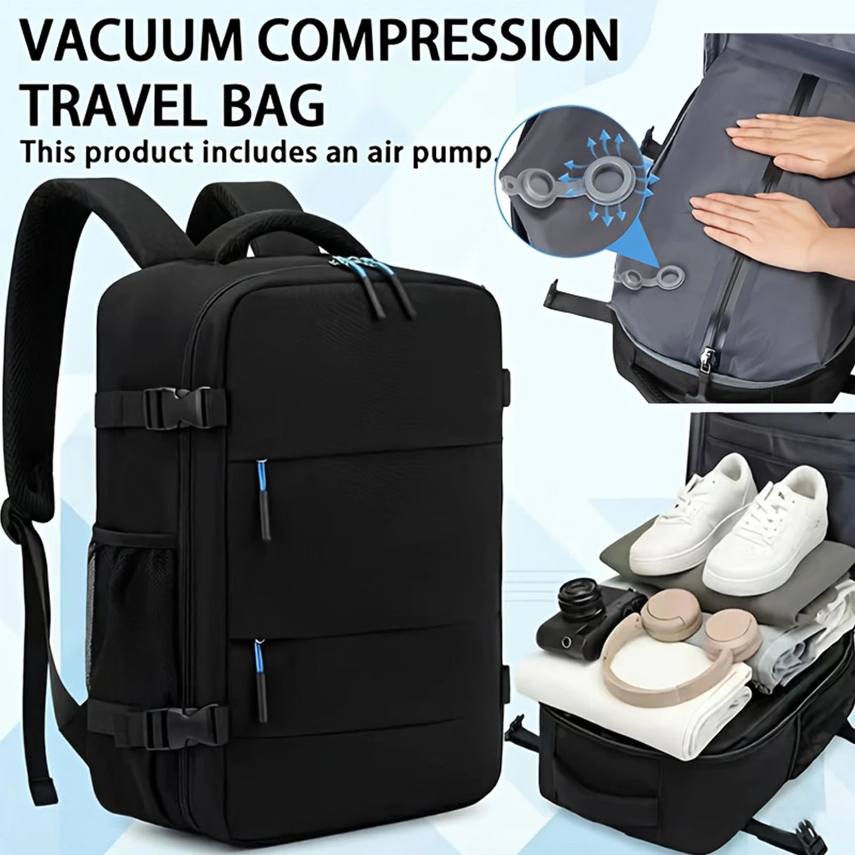 Lightweight Foldable Vacuum Compression Travel Backpack for Hiking, Camping