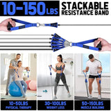 Exercise Bands Kit with Handles, Door Anchor, Ankle Straps for Fitness
