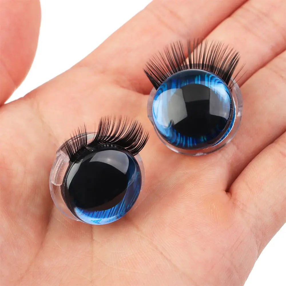 3D Glitter Doll Safety Eyes 20MM with Eyelash for Crochet Toys 1 Pair