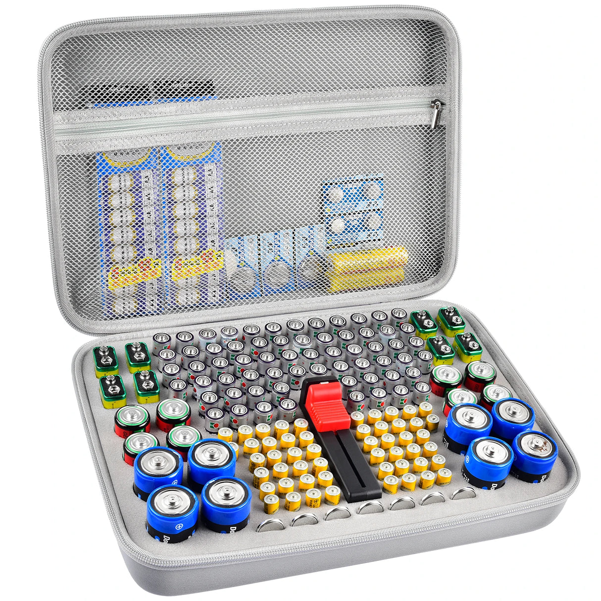 Battery Organizer Case with Tester for 150+ Batteries, Hard Shell Storage
