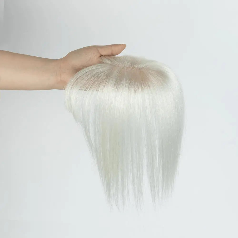 Human Hair Toppers with Clips for Volume and Length, 5x9cm Base