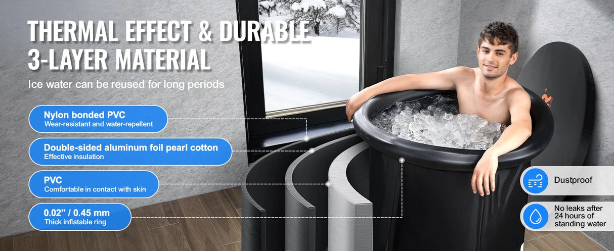 Portable Ice Bath Tub for Cold Water Therapy, Inflatable Plunge Pool