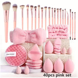 Pink Makeup Brush Set 20/40 Pieces with Beauty Blender - Gift Ready