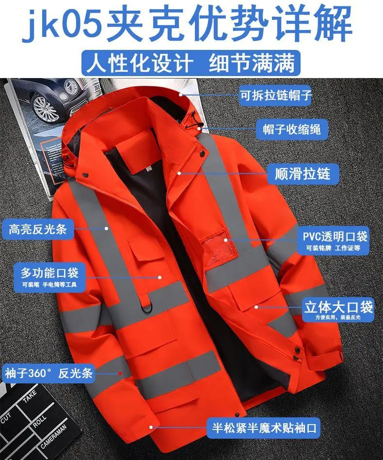 Men's Workwear Jacket Waterproof Windproof Reflective Outdoor Construction