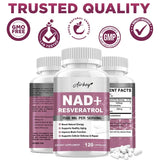 NAD+ Resveratrol Supplements - 120 Capsules for Energy & Immune Support