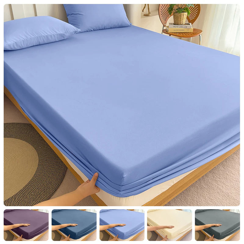 Fitted Bed Sheet 90/120/150/180x200 cm Solid Color Mattress Protector - Cozy Bed Sheets
