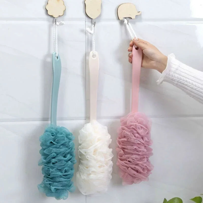 Long Handle Bath Brush Back Scrubber Soft Mesh Shower Puff 1pc