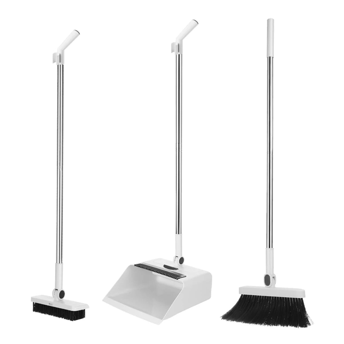 3-in-1 Long-Handled Broom and Dustpan Set for Home Office School Dorm