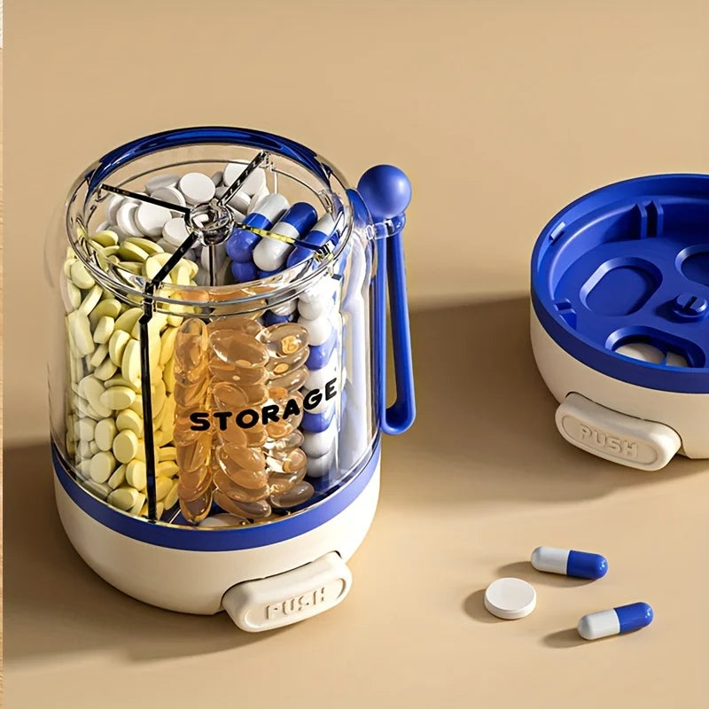 Portable Pill Divider Bottle, 4-Compartment Vitamin Storage Box