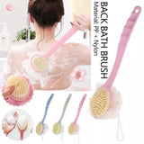Two-Sided Silicone Shower Body Brush with Long Handle for Exfoliating