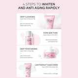 Sakura Skin Care Set with Cleanser, Serum, Eye Cream - Travel Kit for Women