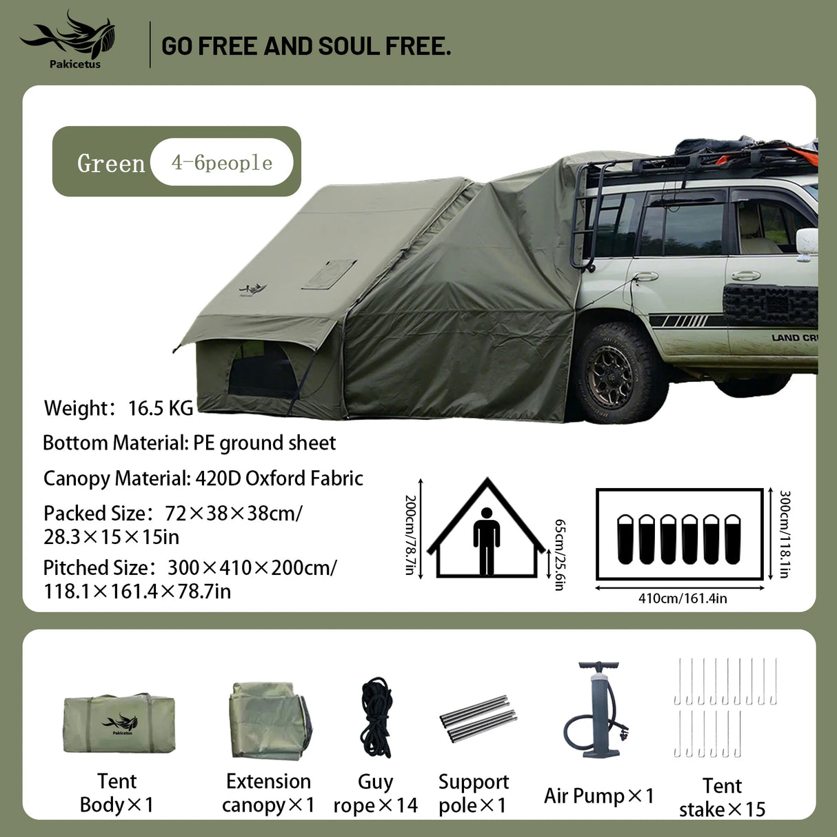 Inflatable Camping Tent for 4-8 Persons, Waterproof with Carry Bag