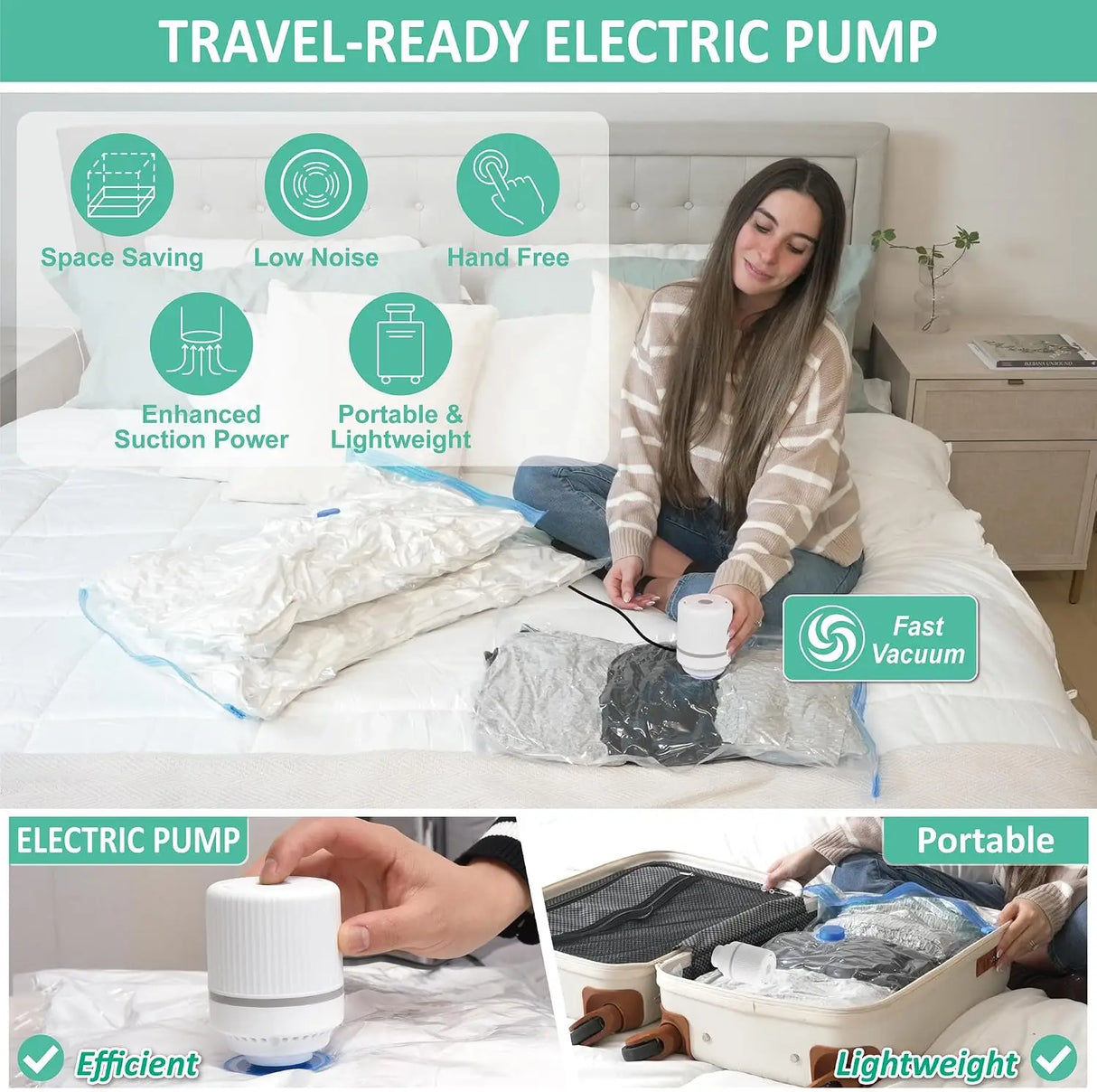 Vacuum Storage Bags with Electric Pump, 20 Pack for Clothes and Bedding