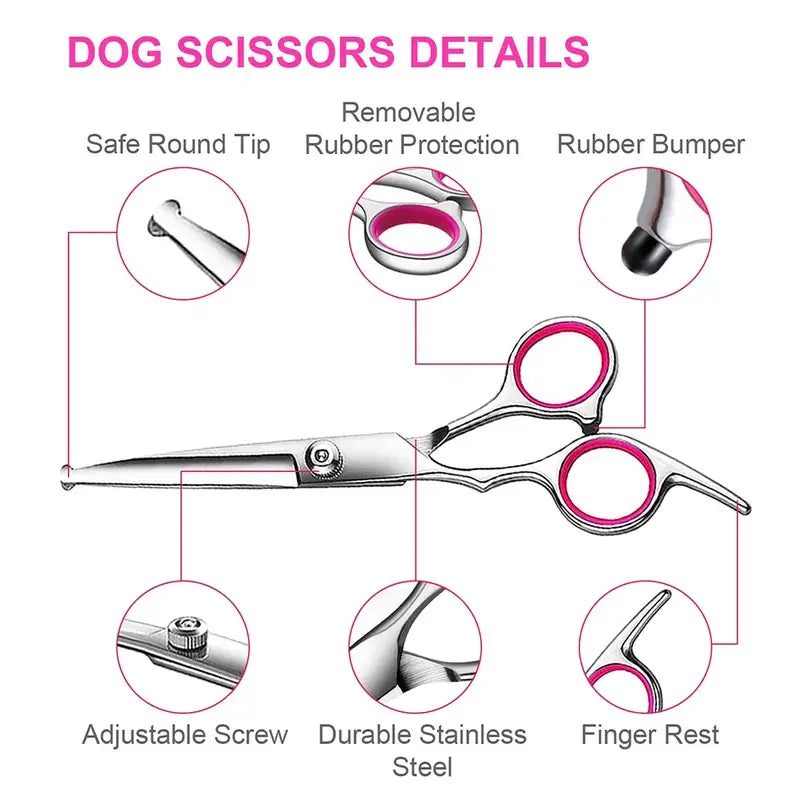 Pet Safe Scissors Set - 4pcs Stainless Steel Dog Grooming Shears