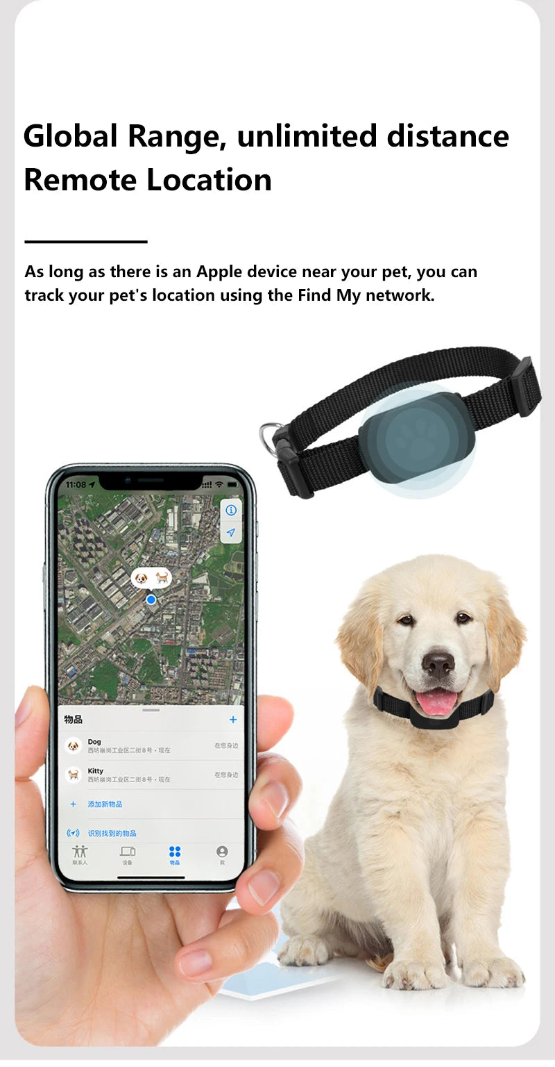 Pet GPS Tracker Collar for Cats & Dogs - Waterproof Real-Time Locator