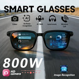Smart AI Glasses with 800W Camera, Bluetooth, Waterproof, Voice Call